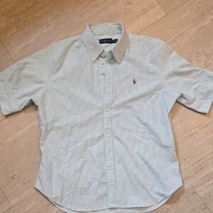 Ralph Lauren Baby Blue/White Striped Short Sleeve Button-Down Shirt